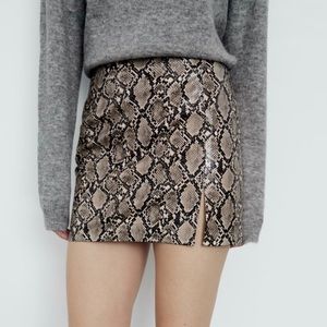 ZARA animal embossed faux leather skirt